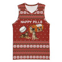 Merry Christmas Siberian Husky Dog Happy Pills Basketball Jersey Husky Dogs in Pill Bottle and Red Snowflake - Wonder Print Shop