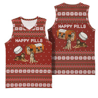 Merry Christmas Siberian Husky Dog Happy Pills Basketball Jersey Husky Dogs in Pill Bottle and Red Snowflake - Wonder Print Shop