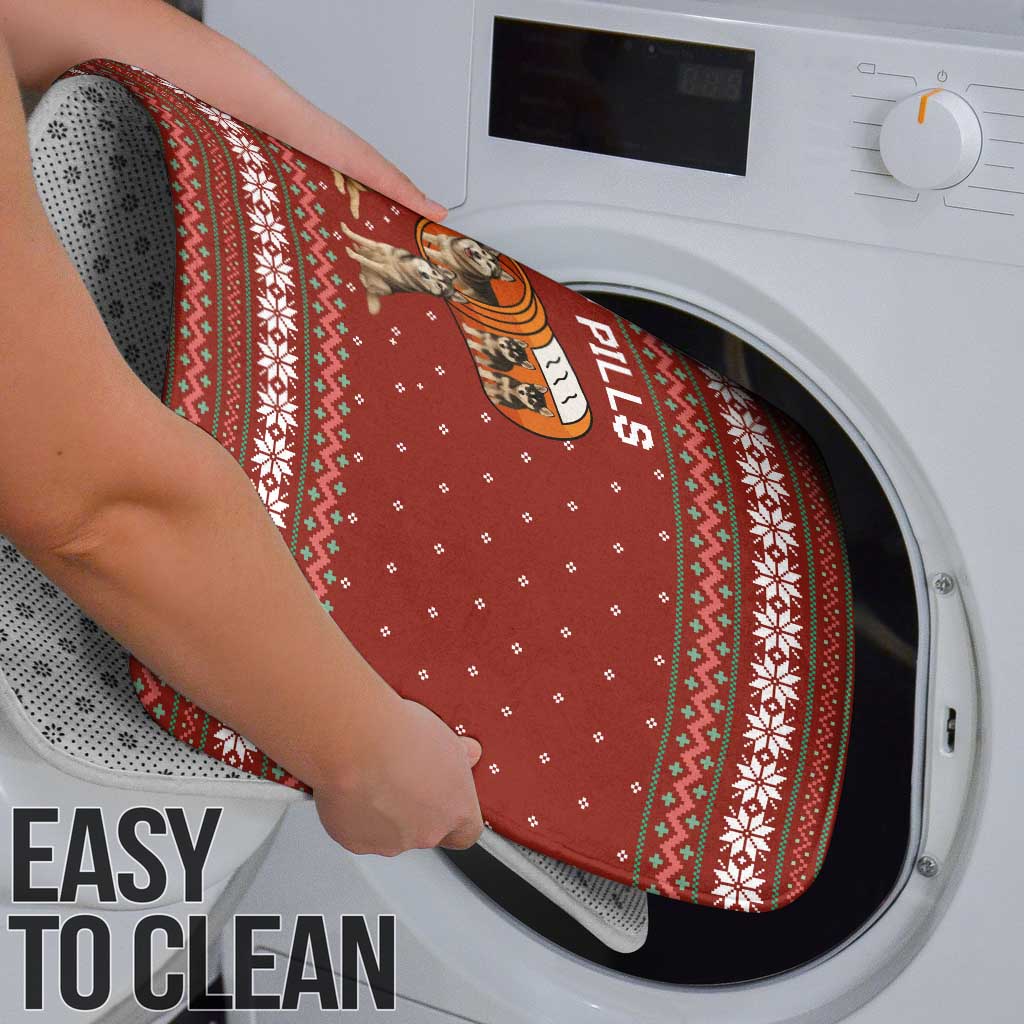 Merry Christmas Siberian Husky Dog Happy Pills Bathroom Set Husky Dogs in Pill Bottle and Red Snowflake - Wonder Print Shop