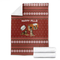 Merry Christmas Siberian Husky Dog Happy Pills Blanket Husky Dogs in Pill Bottle and Red Snowflake - Wonder Print Shop