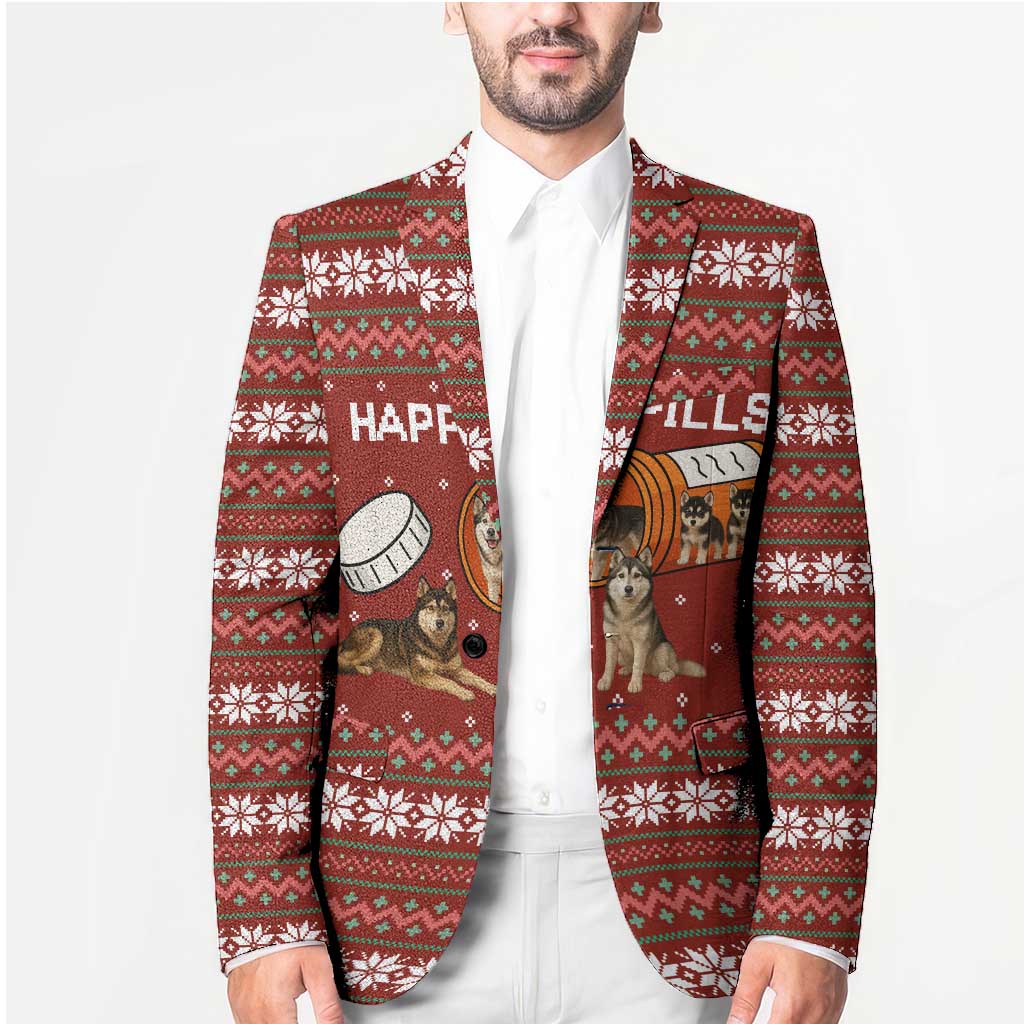 Merry Christmas Siberian Husky Dog Happy Pills Blazer Husky Dogs in Pill Bottle and Red Snowflake - Wonder Print Shop