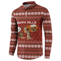 Merry Christmas Siberian Husky Dog Happy Pills Button Sweatshirt Husky Dogs in Pill Bottle and Red Snowflake - Wonder Print Shop