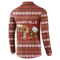 Merry Christmas Siberian Husky Dog Happy Pills Button Sweatshirt Husky Dogs in Pill Bottle and Red Snowflake - Wonder Print Shop