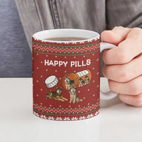 Merry Christmas Siberian Husky Dog Happy Pills Ceramic Mug Husky Dogs in Pill Bottle and Red Snowflake - Wonder Print Shop