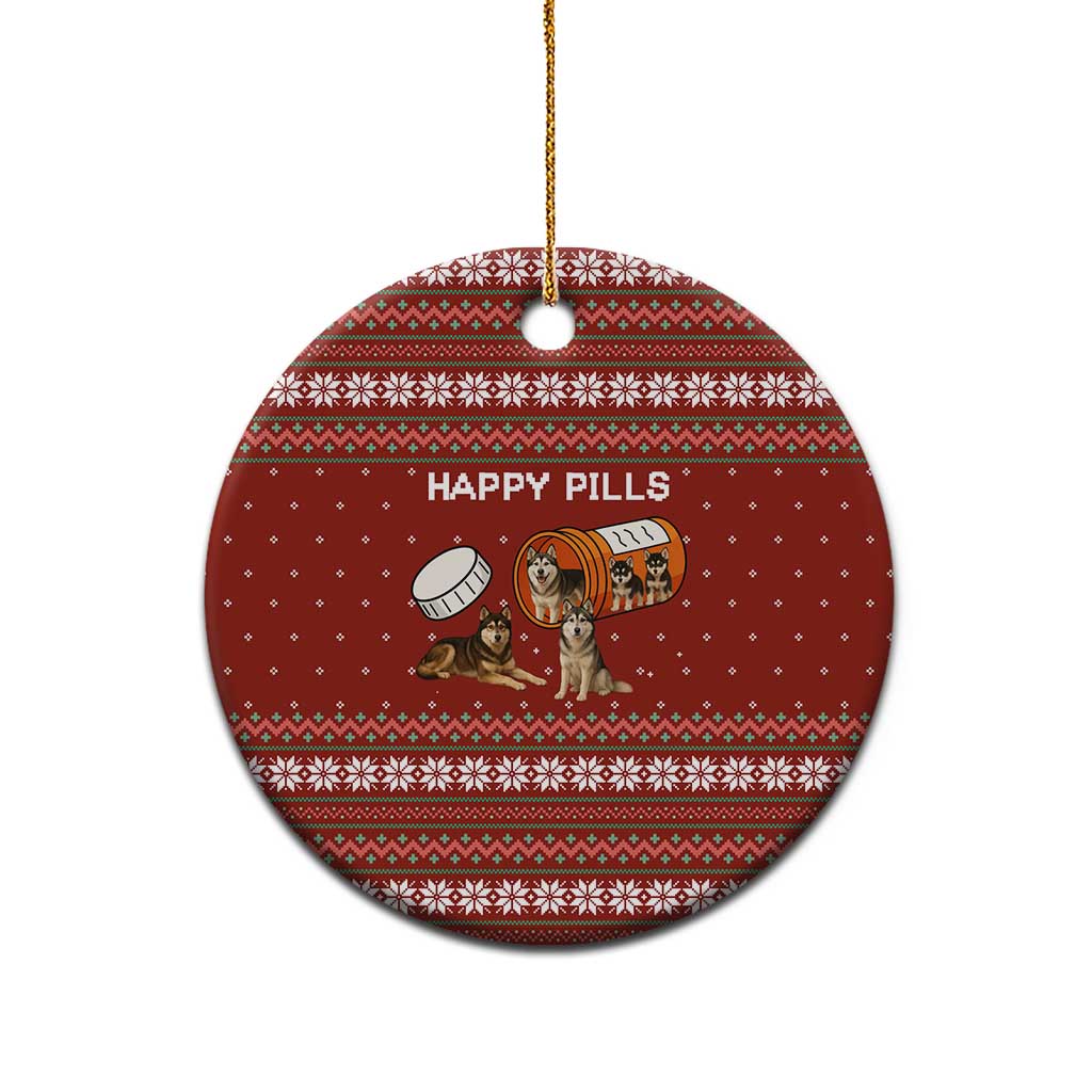 Merry Christmas Siberian Husky Dog Happy Pills Ceramic Ornament Husky Dogs in Pill Bottle and Red Snowflake - Wonder Print Shop