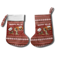 Merry Christmas Siberian Husky Dog Happy Pills Christmas Stocking Husky Dogs in Pill Bottle and Red Snowflake - Wonder Print Shop