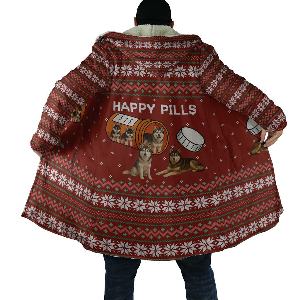 Merry Christmas Siberian Husky Dog Happy Pills Cloak Husky Dogs in Pill Bottle and Red Snowflake - Wonder Print Shop