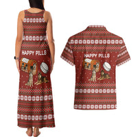Merry Christmas Siberian Husky Dog Happy Pills Couples Matching Tank Maxi Dress and Hawaiian Shirt Husky Dogs in Pill Bottle and Red Snowflake - Wonder Print Shop