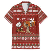 Merry Christmas Siberian Husky Dog Happy Pills Family Matching Off The Shoulder Long Sleeve Dress and Hawaiian Shirt Husky Dogs in Pill Bottle and Red Snowflake - Wonder Print Shop