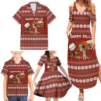 Merry Christmas Siberian Husky Dog Happy Pills Family Matching Summer Maxi Dress and Hawaiian Shirt Husky Dogs in Pill Bottle and Red Snowflake - Wonder Print Shop