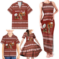 Merry Christmas Siberian Husky Dog Happy Pills Family Matching Tank Maxi Dress and Hawaiian Shirt Husky Dogs in Pill Bottle and Red Snowflake - Wonder Print Shop