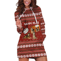 Merry Christmas Siberian Husky Dog Happy Pills Hoodie Dress Husky Dogs in Pill Bottle and Red Snowflake - Wonder Print Shop