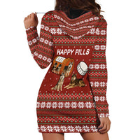 Merry Christmas Siberian Husky Dog Happy Pills Hoodie Dress Husky Dogs in Pill Bottle and Red Snowflake - Wonder Print Shop