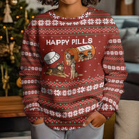 Merry Christmas Siberian Husky Dog Happy Pills Kid Ugly Christmas Sweater Husky Dogs in Pill Bottle and Red Snowflake - Wonder Print Shop
