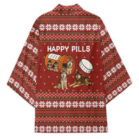 Merry Christmas Siberian Husky Dog Happy Pills Kimono Husky Dogs in Pill Bottle and Red Snowflake - Wonder Print Shop