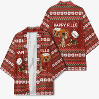 Merry Christmas Siberian Husky Dog Happy Pills Kimono Husky Dogs in Pill Bottle and Red Snowflake - Wonder Print Shop