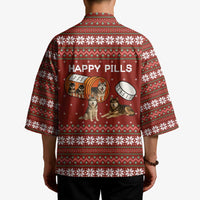 Merry Christmas Siberian Husky Dog Happy Pills Kimono Husky Dogs in Pill Bottle and Red Snowflake - Wonder Print Shop