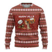 Merry Christmas Siberian Husky Dog Happy Pills Ugly Christmas Sweater Husky Dogs in Pill Bottle and Red Snowflake - Wonder Print Shop