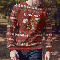 Merry Christmas Siberian Husky Dog Happy Pills Ugly Christmas Sweater Husky Dogs in Pill Bottle and Red Snowflake - Wonder Print Shop