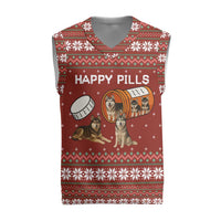Merry Christmas Siberian Husky Dog Happy Pills Christmas Knitted V-Neck Vest Husky Dogs in Pill Bottle and Red Snowflake - Wonder Print Shop