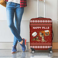 Merry Christmas Siberian Husky Dog Happy Pills Luggage Cover Husky Dogs in Pill Bottle and Red Snowflake - Wonder Print Shop