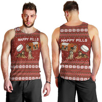 Merry Christmas Siberian Husky Dog Happy Pills Men Tank Top Husky Dogs in Pill Bottle and Red Snowflake - Wonder Print Shop