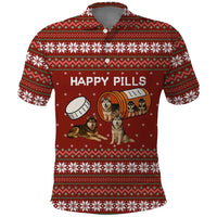 Merry Christmas Siberian Husky Dog Happy Pills Polo Shirt Husky Dogs in Pill Bottle and Red Snowflake - Wonder Print Shop