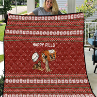 Merry Christmas Siberian Husky Dog Happy Pills Quilt Husky Dogs in Pill Bottle and Red Snowflake - Wonder Print Shop