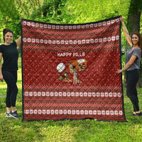 Merry Christmas Siberian Husky Dog Happy Pills Quilt Husky Dogs in Pill Bottle and Red Snowflake - Wonder Print Shop