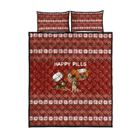 Merry Christmas Siberian Husky Dog Happy Pills Quilt Bed Set Husky Dogs in Pill Bottle and Red Snowflake - Wonder Print Shop