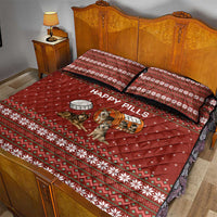 Merry Christmas Siberian Husky Dog Happy Pills Quilt Bed Set Husky Dogs in Pill Bottle and Red Snowflake - Wonder Print Shop