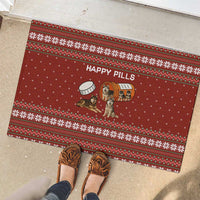 Merry Christmas Siberian Husky Dog Happy Pills Rubber Doormat Husky Dogs in Pill Bottle and Red Snowflake - Wonder Print Shop