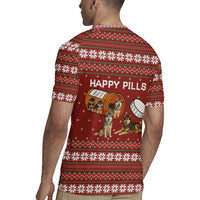 Merry Christmas Siberian Husky Dog Happy Pills Rugby Jersey Husky Dogs in Pill Bottle and Red Snowflake - Wonder Print Shop