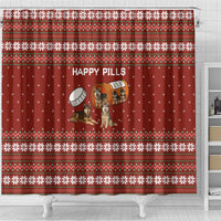 Merry Christmas Siberian Husky Dog Happy Pills Shower Curtain Husky Dogs in Pill Bottle and Red Snowflake - Wonder Print Shop