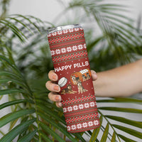 Merry Christmas Siberian Husky Dog Happy Pills Skinny Tumbler Husky Dogs in Pill Bottle and Red Snowflake - Wonder Print Shop