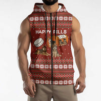 Merry Christmas Siberian Husky Dog Happy Pills Sleeveless Zip Hoodie Husky Dogs in Pill Bottle and Red Snowflake - Wonder Print Shop