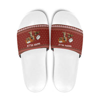 Merry Christmas Siberian Husky Dog Happy Pills Slide Sandals Husky Dogs in Pill Bottle and Red Snowflake - Wonder Print Shop