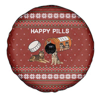 Merry Christmas Siberian Husky Dog Happy Pills Spare Tire Cover Husky Dogs in Pill Bottle and Red Snowflake - Wonder Print Shop