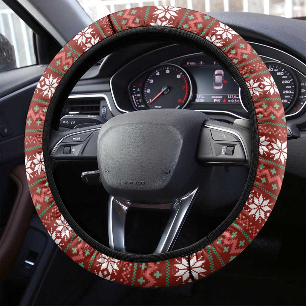 Merry Christmas Siberian Husky Dog Happy Pills Steering Wheel Cover Husky Dogs in Pill Bottle and Red Snowflake - Wonder Print Shop