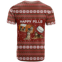 Merry Christmas Siberian Husky Dog Happy Pills T Shirt Husky Dogs in Pill Bottle and Red Snowflake - Wonder Print Shop
