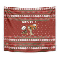 Merry Christmas Siberian Husky Dog Happy Pills Tapestry Husky Dogs in Pill Bottle and Red Snowflake - Wonder Print Shop
