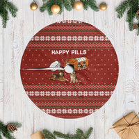 Merry Christmas Siberian Husky Dog Happy Pills Tree Skirt Husky Dogs in Pill Bottle and Red Snowflake - Wonder Print Shop