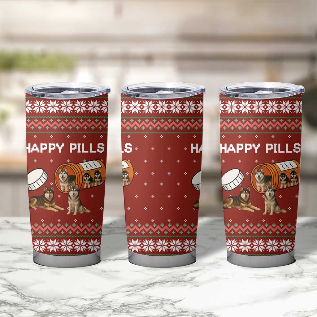 Merry Christmas Siberian Husky Dog Happy Pills Tumbler Cup Husky Dogs in Pill Bottle and Red Snowflake - Wonder Print Shop