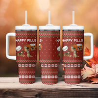Merry Christmas Siberian Husky Dog Happy Pills Tumbler With Handle Husky Dogs in Pill Bottle and Red Snowflake - Wonder Print Shop