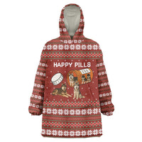 Merry Christmas Siberian Husky Dog Happy Pills Wearable Blanket Hoodie Husky Dogs in Pill Bottle and Red Snowflake - Wonder Print Shop