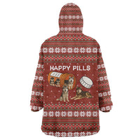 Merry Christmas Siberian Husky Dog Happy Pills Wearable Blanket Hoodie Husky Dogs in Pill Bottle and Red Snowflake - Wonder Print Shop