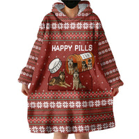 Merry Christmas Siberian Husky Dog Happy Pills Wearable Blanket Hoodie Husky Dogs in Pill Bottle and Red Snowflake - Wonder Print Shop