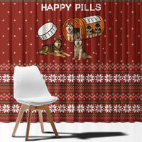 Merry Christmas Siberian Husky Dog Happy Pills Window Curtain Husky Dogs in Pill Bottle and Red Snowflake - Wonder Print Shop