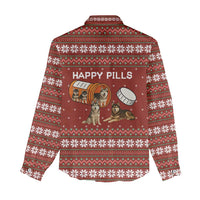 Merry Christmas Siberian Husky Dog Happy Pills Women Casual Shirt Husky Dogs in Pill Bottle and Red Snowflake - Wonder Print Shop