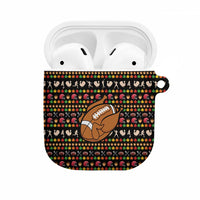 Merry Christmas Turkey Football AirPods Case Fall Leaves Pattern for Game Day Fans - Wonder Print Shop